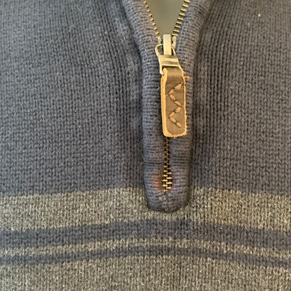 Eddie Bauer Navy and Charcoal Knit Sweater men’s small quarter zip - Picture 3 of 8